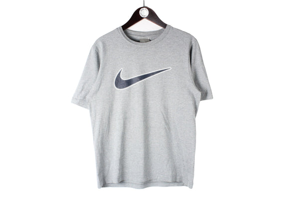 Vintage Nike T-Shirt Small / Medium gray big swoosh logo 90s retro crewneck sport style shirt