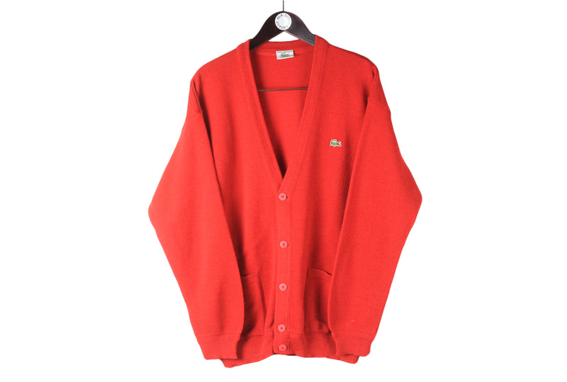 Vintage Lacoste Cardigan Large red button sweater 90s classic made in France red jumper