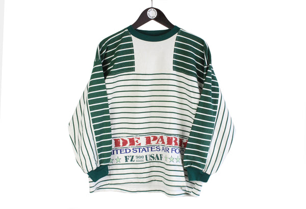 Vintage Sweatshirt Women's Medium size pullover crewneck striped long sleeve cotton rare retro 90's 80's style wear non brand sweat street style basic 