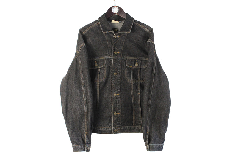 Vintage Lee Denim Jacket XLarge black heavy cotton oversize 90s retro USA jeanswear