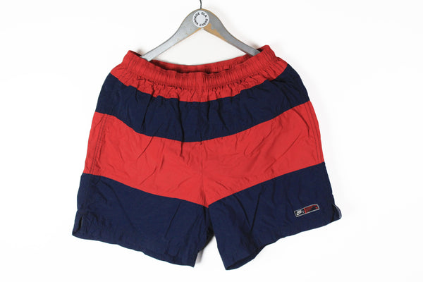 Vintage Nike Shorts Medium red blue summer beach shorts 90s big logo