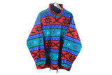 vintage ADVENTURE FLEECE multicolor colorway retro hipster wear men's 90's sweater abstract pattern rave outfit zipped anorak style print