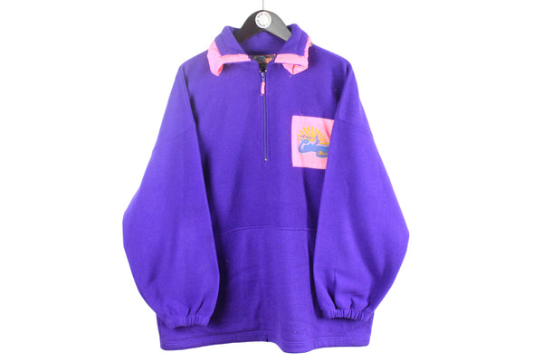 vintage FLEECE CARMENNA HUTTE Why Not Sweater purple oversized men's authentic 80's 90's ski warm rare hipster winter sport mountain extreme