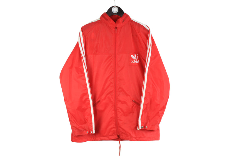 Vintage Adidas Jacket Large size full zip raincoat hooded windbreaker sport style authentic athletic retro 90's 80's coat 