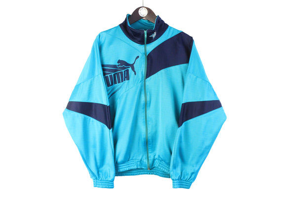 Vintage Puma Track Jacket Medium blue big logo 90s retro windbreaker sport style jumper