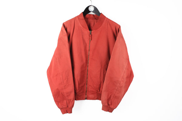 Vintage Hugo Boss Bomber Jacket Medium / Large red full zip 80's luxury jacket