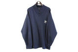 Vintage Adidas Sweatshirt 1/4 Zip XLarge small logo navy blue 90s retro classic sport jumper