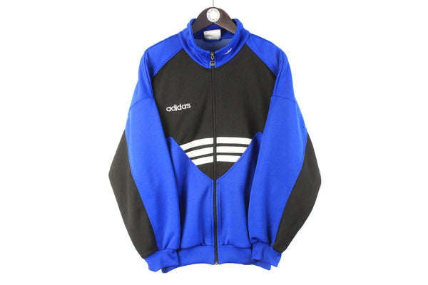 Vintage Adidas Track Jacket Medium blue black 90s retro full zip classic sport Germany windbreaker