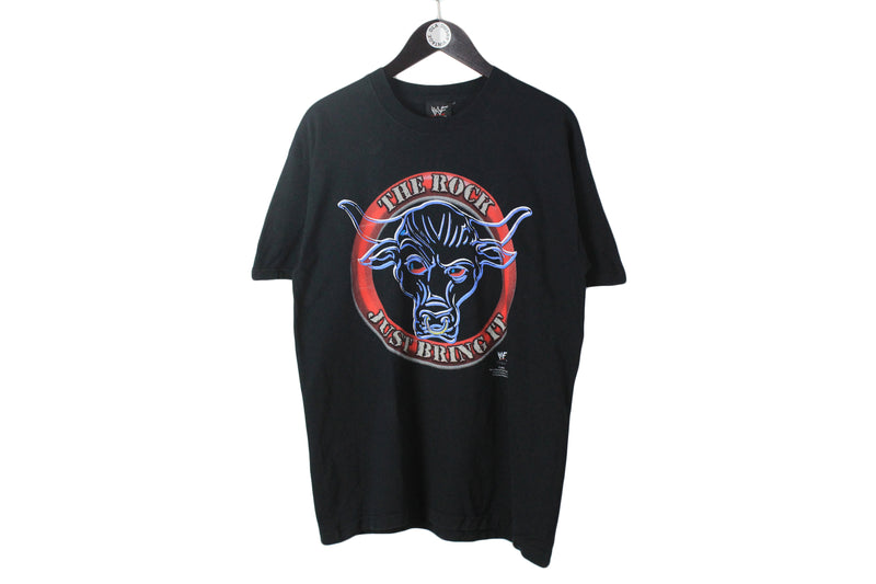 mode spin Sobriquette Vintage The Rock Just Bring It WF World Wrestling Federation T-Shirt M –  dla dushy