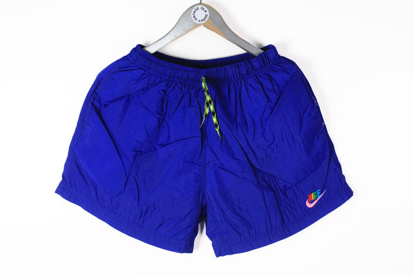 Vintage Nike Shorts Medium swimming multicolor 90s sport blue logo summer shorts bootleg