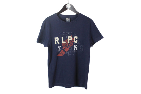 vintage POLO PWING Ralph Lauren navy blue big logo t shirt Size M authentic rare retro hip hop wear tee 90s 80s Polo Sport outfit Custom Fit