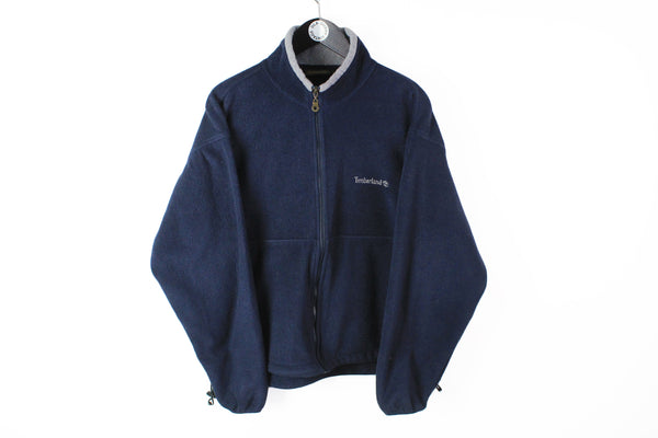 Vintage Timberland Fleece Full Zip Medium navy blue 90's outdoor retro style winter jumper USA brand
