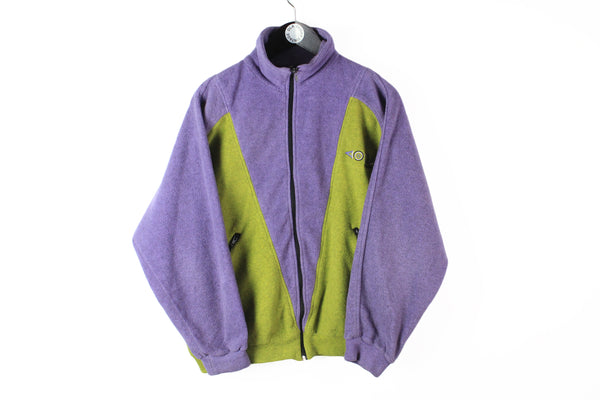Vintage Fleece Full Zip Small green purple 90's winter outdoor jumper