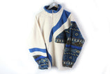 Vintage Fleece 1/4 Zip Small / Medium white blue multicolor 90s sport Winnipeg ski sweater