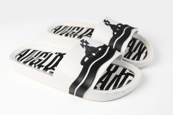 Vivienne Westwood x Melissa Flip Flops Women's US 7 black white Angomania authentic big logo luxury shoes