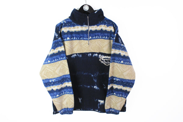 Vintage Fleece 1/4 Zip Large / XLarge blue abstract pattern 90's style winter ski jumper