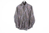 ETRO Shirt Small paisley purple gray authentic classic retro pattern thin blouse