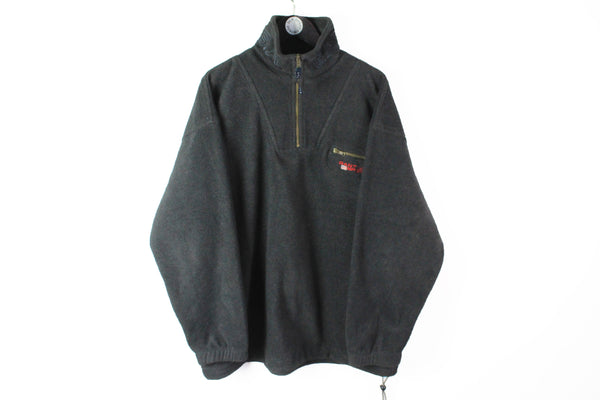 Vintage Gant Fleece 1/4 Zip XLarge gray small logo 90's style authentic USA brand winter sweater