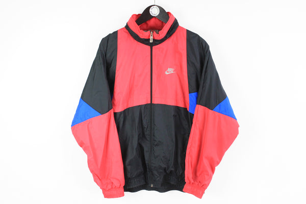 Vintage Nike Track Jacket Large black pink 90s windbreaker retro style sport jacket full zip