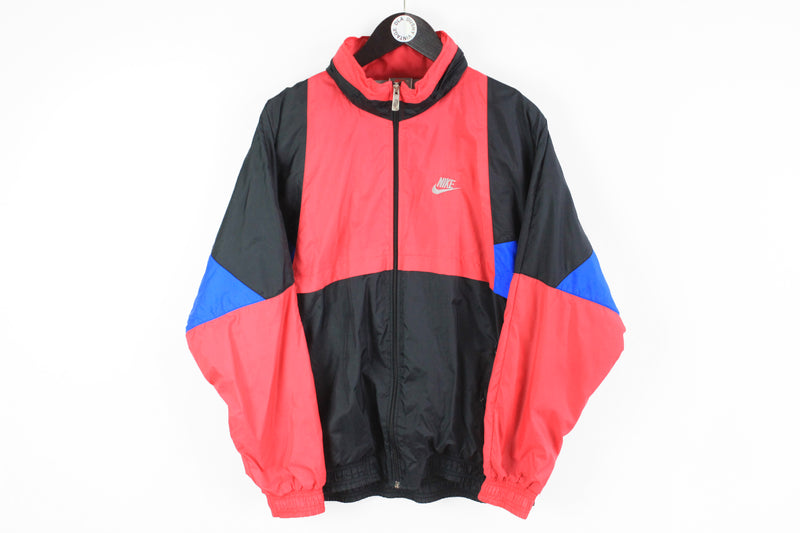 Vintage Nike Track Jacket Large black pink 90s windbreaker retro style sport jacket full zip