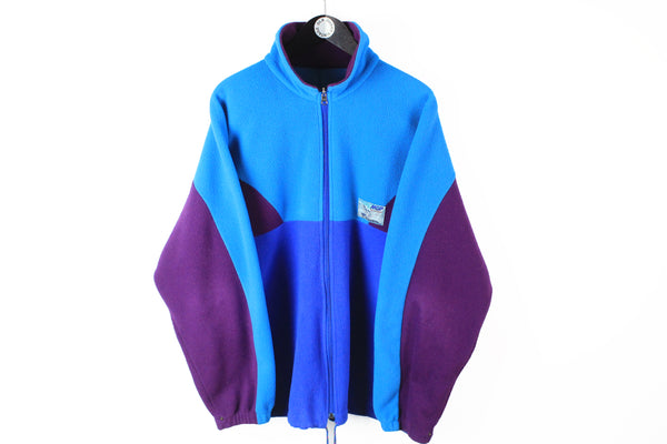 Vintage Fleece Full Zip XLarge / XXLarge blue purple 90's winter ski style sport sweater