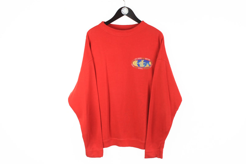 Vintage United Colors of Benetton Sweatshirt XLarge / XXLarge made in Italy 90s International red crewneck retro style 