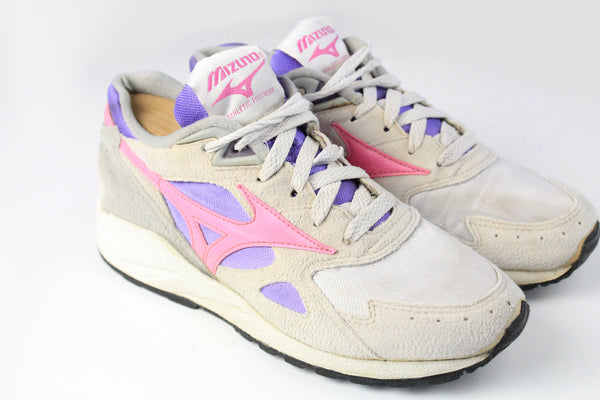 Vintage Mizuno Sneakers Women's US 7 gray pink 90s sport athletic retro shoes rare classic trainers