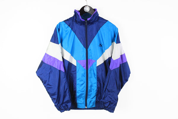 Vintage Puma Track Jacket Small blue purple 90s full zip sport windbreaker