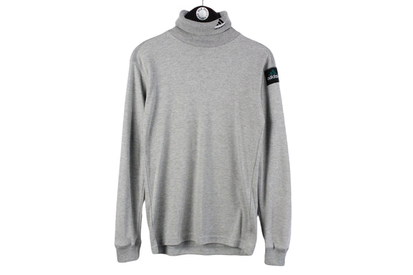Vintage Adidas Equipment Turtleneck Small size men's sweater knitted long sleeve gray sweat basic street style sport brand rare retro 90's jumper