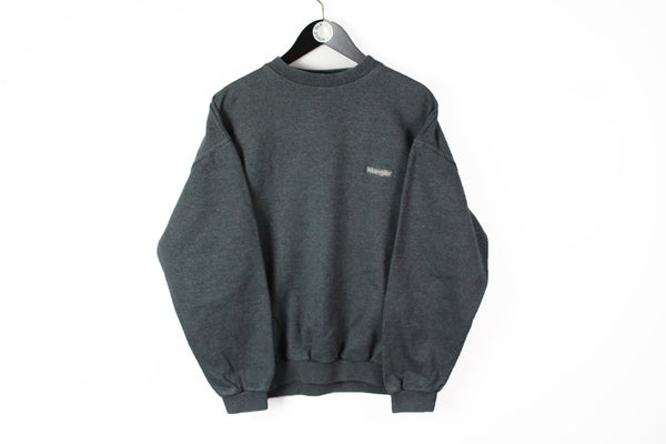 Vintage Wrangler Sweatshirt Medium gray small logo 90s USA style jumper crew neck