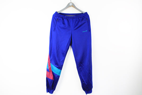 Vintage Adidas Track Pants Medium blue 90s sport polyester pants