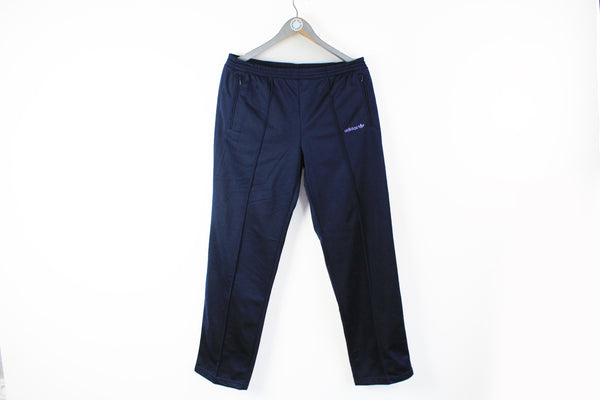Vintage Adidas Track Pants Medium / Large navy blue 90s sport retro pants classic polyester trousers