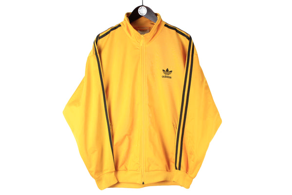 Vintage Adidas Track Jacket Large yellow black stripes retro 90s sport style windbreaker