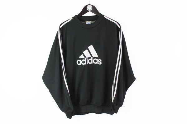 Vintage Adidas Sweatshirt Medium / Large big logo black classic retro style 90's 00's crewneck