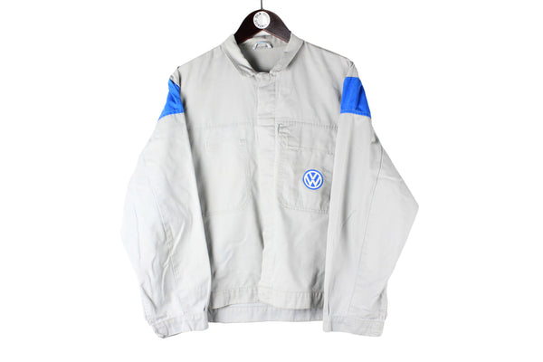 Vintage Volkswagen Work Jacket Small / Medium gray blue small logo 90s retro sport style shirt Racing racewear rally Formula 1