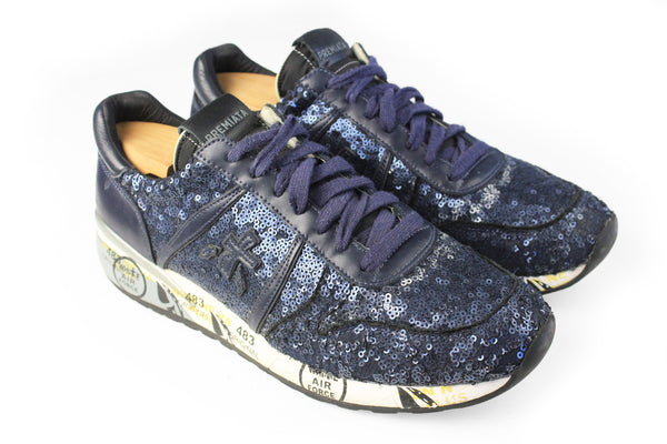 Premiata Sneakers Women's EUR 40 blue luxury authentic sport Air Force trainers Sequin