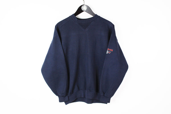 Vintage Reebok Sweatshirt Small navy blue 90s small logo retro UK Style sport athletic pullover