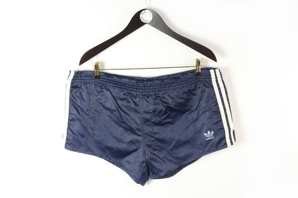 Vintage Adidas Shorts XLarge navy blue 80s made in West Germany track style shorts