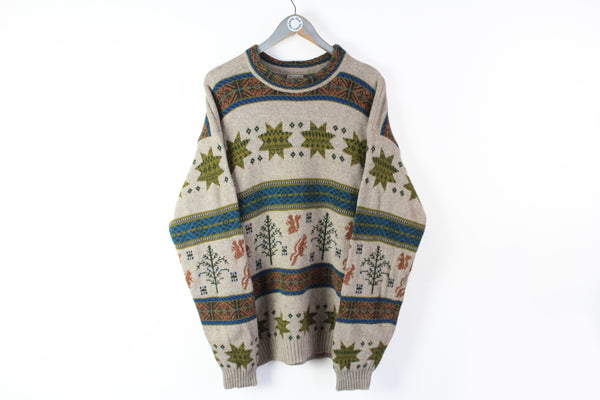 Vintage United Colors of Benetton Sweater Large wool 90s classic retro style cardigan