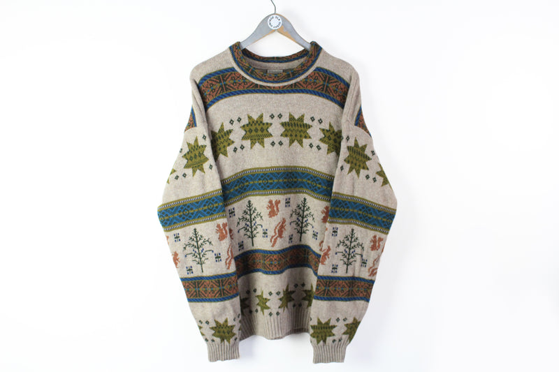 Vintage United Colors of Benetton Sweater Large wool 90s classic retro style cardigan