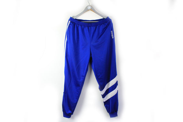 Vintage Adidas Track Pants XLarge blue white classic 90s retro style sport polyester trousers