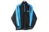 Vintage Adidas Fleece 1/4 Zip Large black blue 90s retro sport jumper sweater