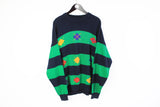 Vintage United Colors of Benetton Sweater XLarge / XXLarge green blue 90's classic jumper