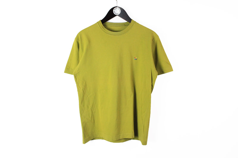 Vintage United Colors of Benetton T-Shirt Medium green small logo basic tee 80's cotton retro style