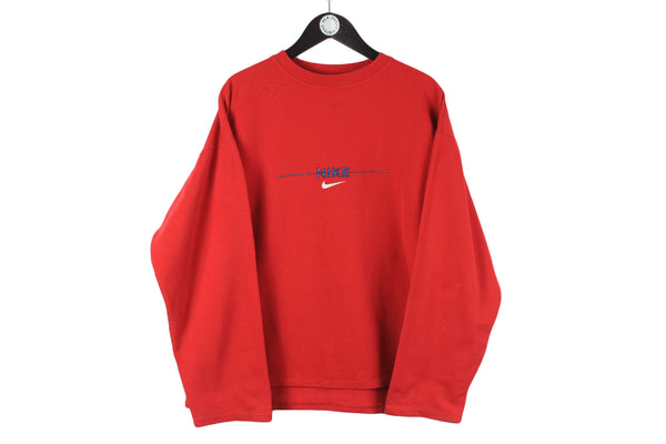 Vintage Nike Sweatshirt Large size men's oversized pullover front logo swoosh USA sport wear rare retro 90's 00's crewneck authentic athletic brand streetwear street style basic long sleeve
