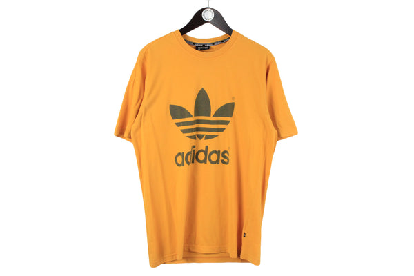 Vintage Adidas T-Shirt Large size men's summer tee big logo yellow top short sleeve rare retro authentic athletic brand sport oversized 90's 00's 