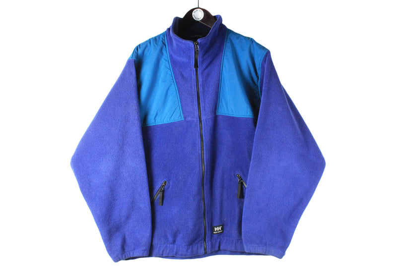 Vintage Helly Hansen Fleece Full Zip XLarge blue 90s retro sport style sweater winter jumper