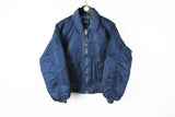 Vintage Schott Type B-15 Bomber Jacket Small blue full zip 90s retro style USA wear fliers jacket