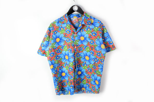 Vintage Hawaii Shirt Medium floral pattern flowers ALOHA 90's summer shirt 