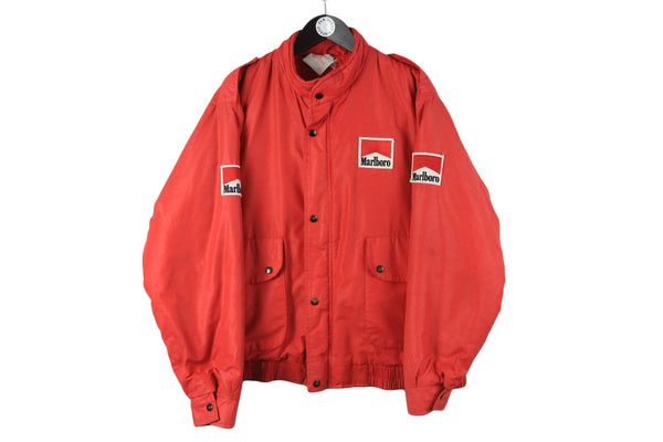 Vintage Marlboro Jacket XLarge size men's oversize race racing style red bright 90's 80's style streetwear outfit 